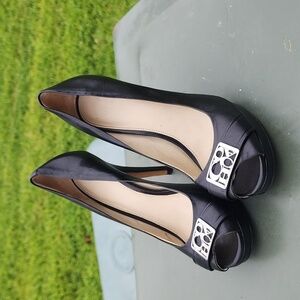 Coach Black Aliya Peep Toe Heels Pumps